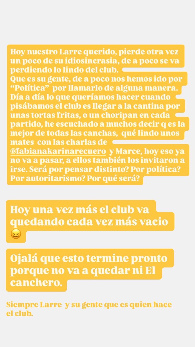 Solrojito's tweet photo. Lamentablemente Larre Borges está comandada(comandada es dictadura) por una directiva poco flexible, poco empatía, que no le importa el socio(por eso nos borramos) pero somos hincha y si no me respetaban como socia seguro q como hincha menos pero alzo mi voz para q se enteren. https://t.co/gp3njY6qIN