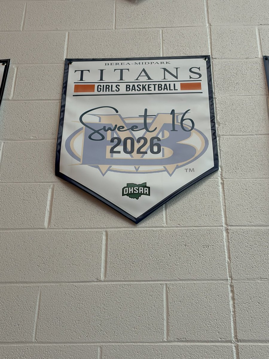 BMHSTitanGHoops's tweet photo. Sweet 16 banner up on the wall.  It was a historic season and we can’t wait to run it back next year!! #TitanProud https://t.co/fzJegH5wfl