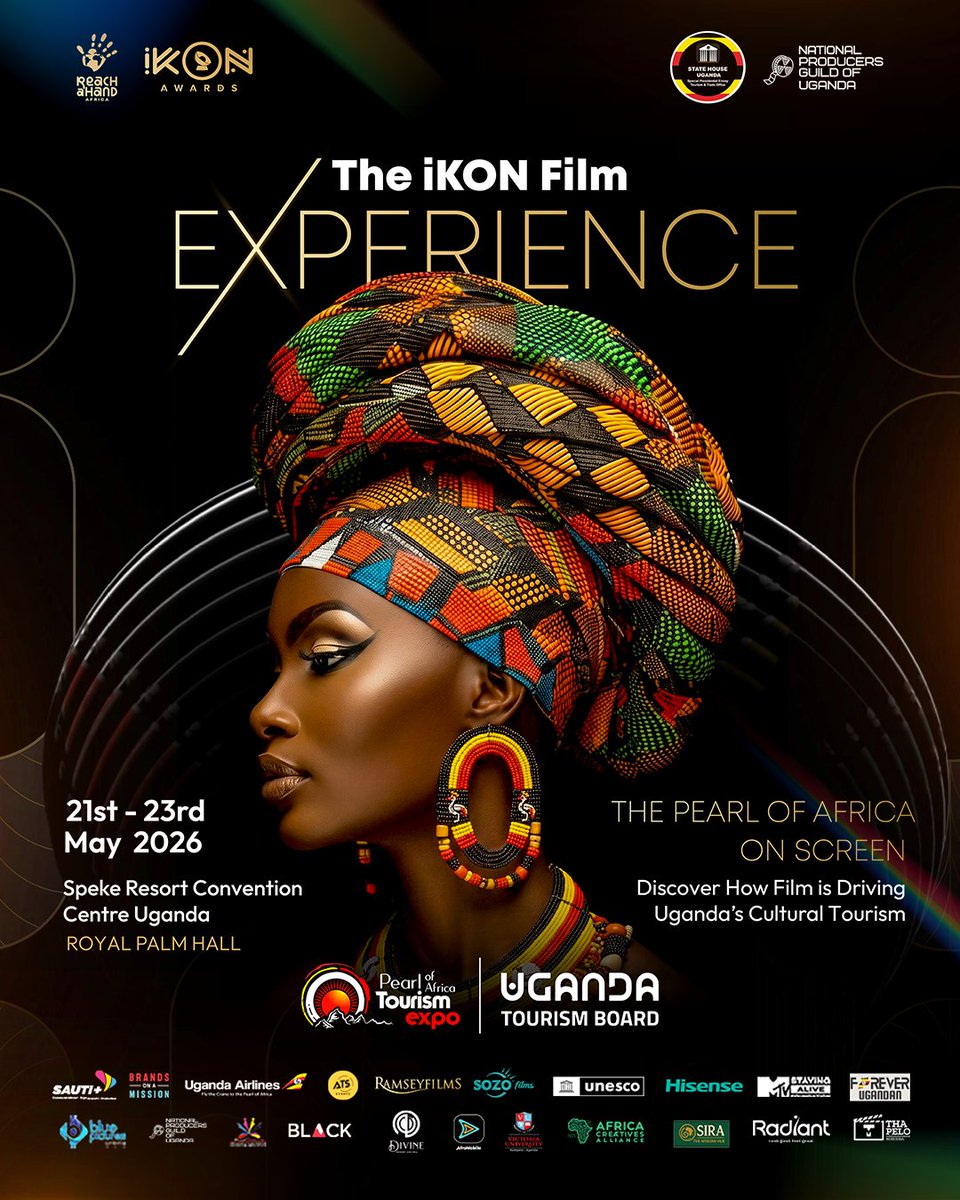 ikonawards's tweet photo. Starting this Thursday, May 21st - 23rd, join us at the Speke Resort Convention Centre  for the iKON Film Experience. We have partnered with Uganda’s film guilds to showcase exactly how local cinema is driving Uganda’s cultural tourism.
#iKONAwards2026 #ExploreUganda https://t.co/93P437Vpxv