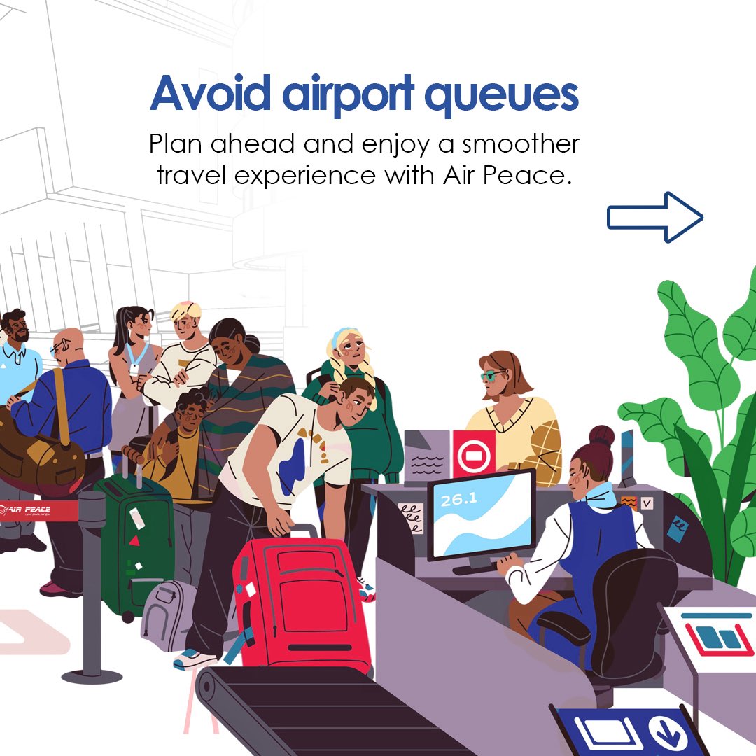 flyairpeace's tweet photo. That last-minute airport baggage payment? Avoid it. 

Prepay your extra baggage online before your flight and enjoy better rates, faster processing, and a smoother airport experience.

Travel smarter with Air Peace.
Book and manage your trip at https://t.co/y7kVGFWnni

#FlyAirPeace #TravelSmart #BetterDealWithAirPeace