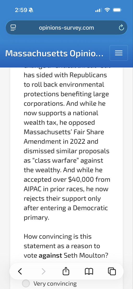ShaunaCDaly's tweet photo. Got a survey presumably from the Markey camp testing messages against Moulton. I didn’t get a screen grab, but the most interesting q was whether I like Graham Platner (no other non-MA pols were mentioned) #mapoli https://t.co/yZF6w94wY3
