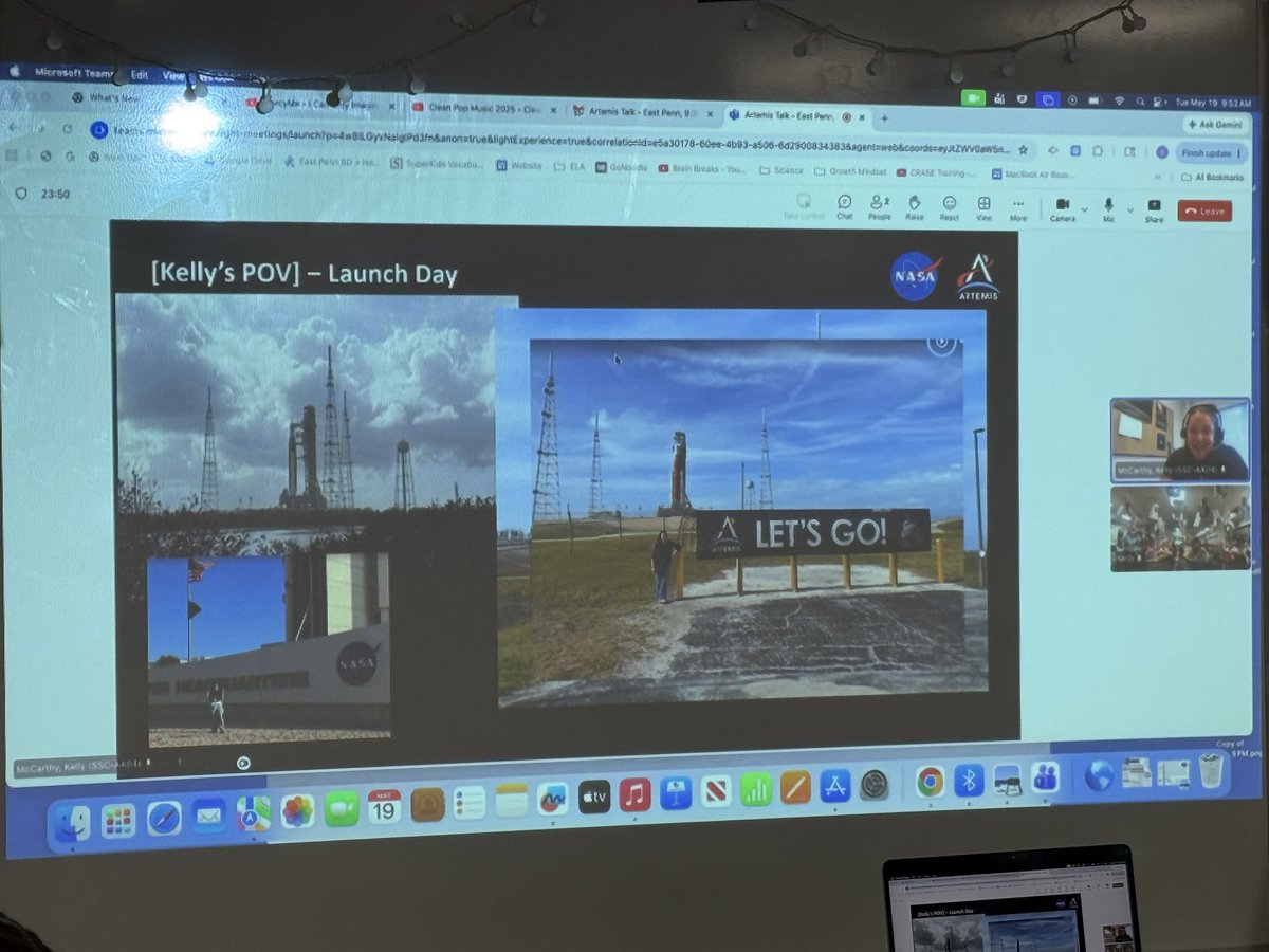 EPSDShoemaker's tweet photo. Mrs. McDonald’s science classes joined in on a virtual experience with “Cousin Kelly” who works at NASA. It was so cool to learn more about Artemis and the future of space travel. What a memorable experience!! 🚀@EastPennSD https://t.co/PJUT68sXix