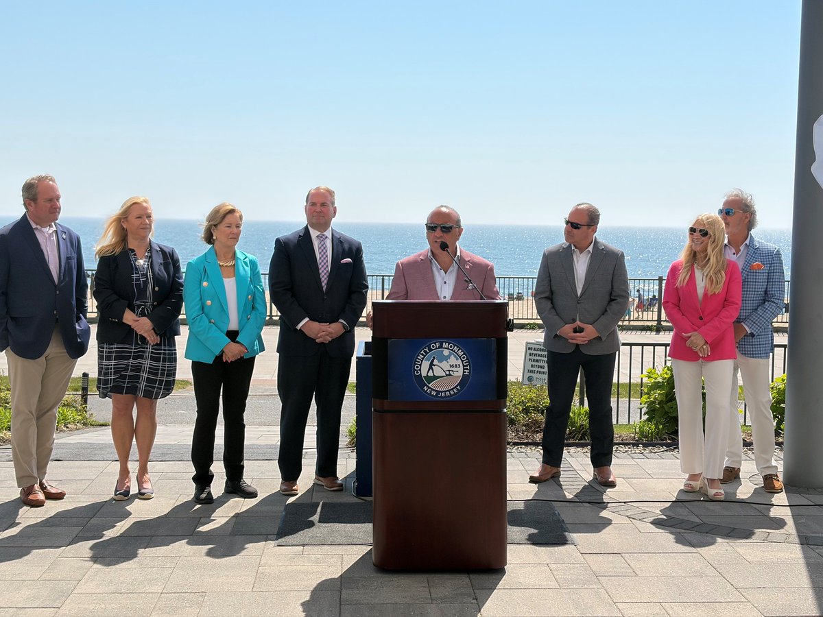 MonmouthSheriff's tweet photo. .@SheriffGolden joined @MonmouthGovNJ @MonmouthCoClerk, Surrogate Maureen Raisch&amp;local officials during Mon Co's Summer Kickoff @visitlongbranch @oceanplace this morning. Sfty is MCSO priority. As residents&amp;visitors increase,LE&amp; MedStar will work to maintain health/safety of all. https://t.co/HSOxlIviBE
