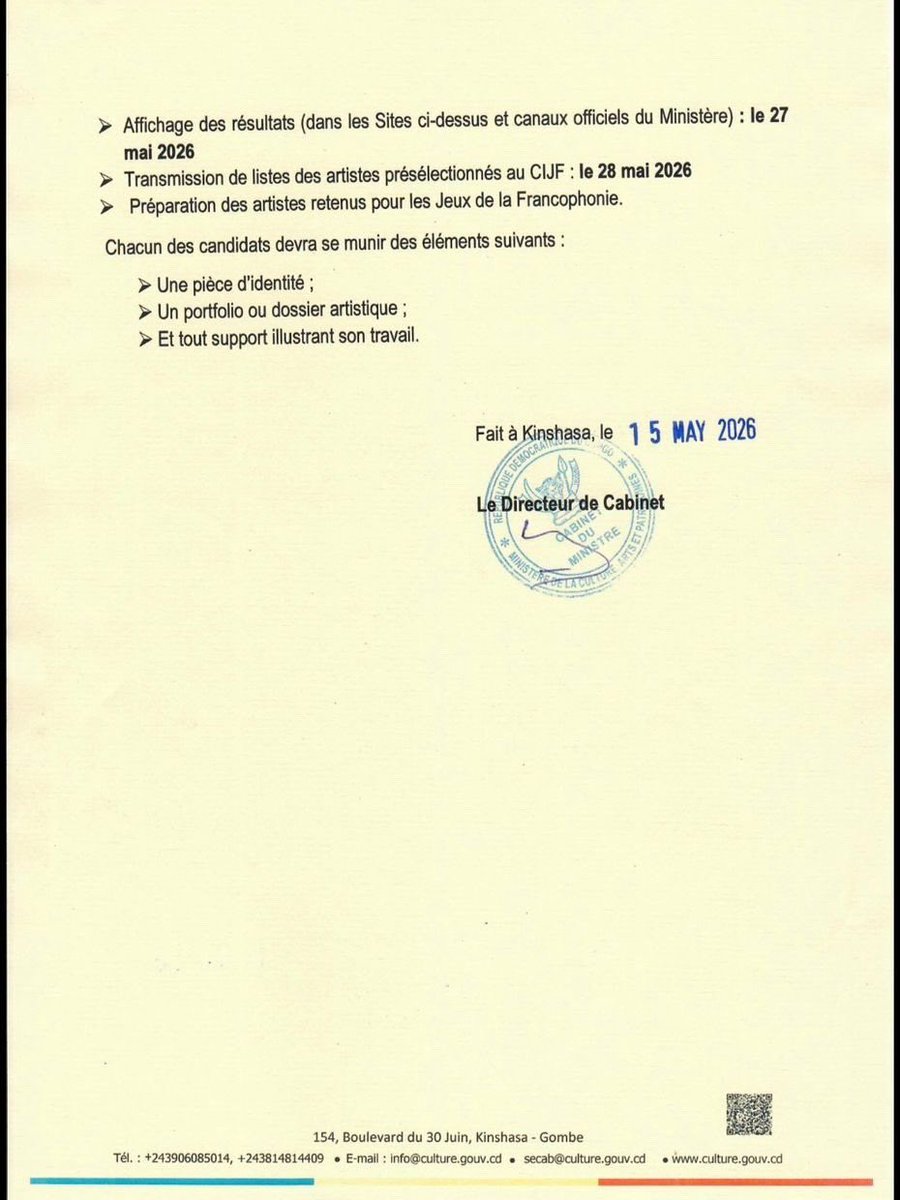 Ministère de la Culture, Arts et Patrimoine RDC tweet media