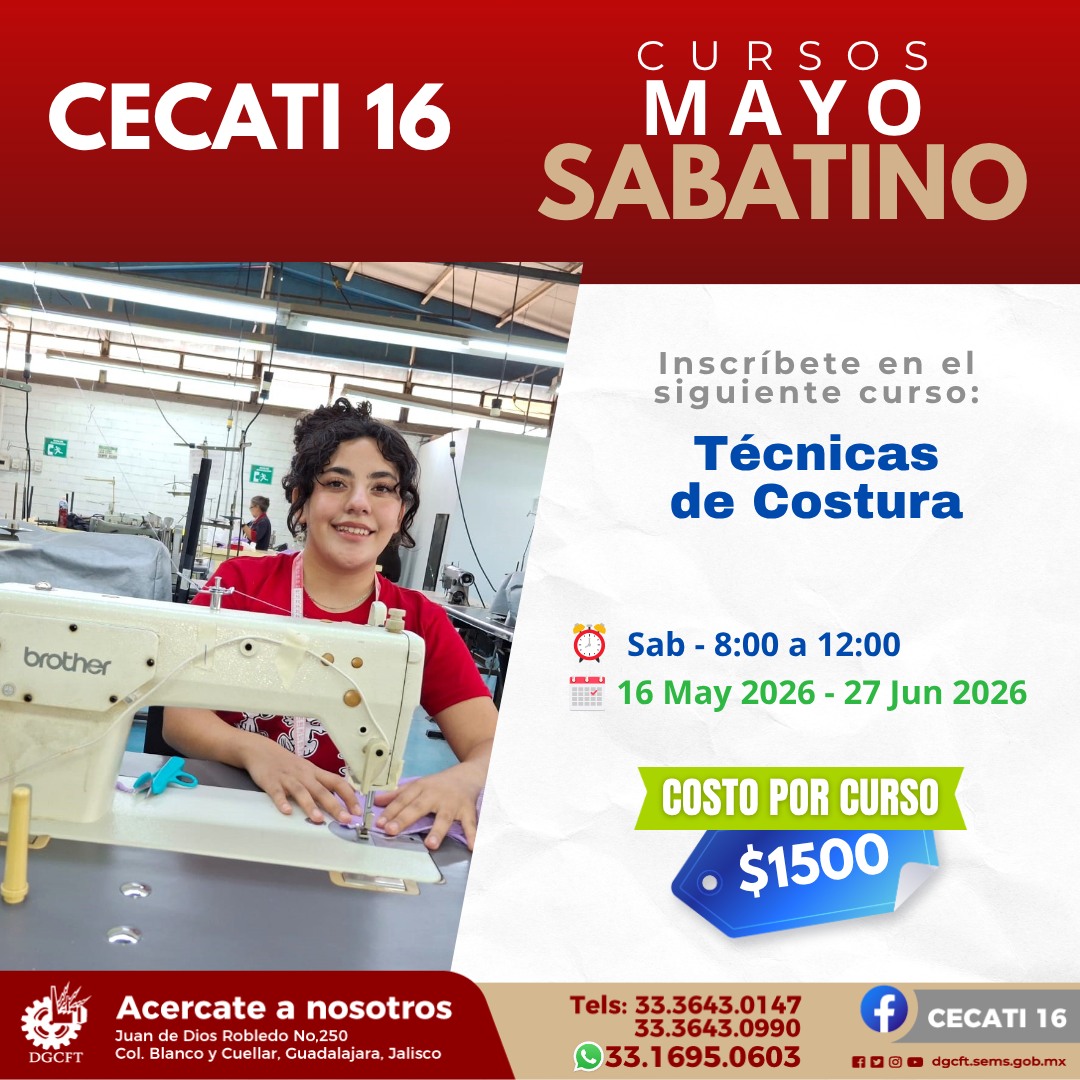 Cecati16's tweet photo. CECATI 16  Cursos Sabatinos.
✉️🤳 Envíanos mensaje o visítanos  ☎️33 3643 0147 | 33 3643 0990
WhatsApp: 33 1695 0603
🧍 Visítanos en:
Juan de Dios Robledo No. 250
Col. Blanco y Cuéllar, Guadalajara, Jalisco https://t.co/hMLgycOIUh
