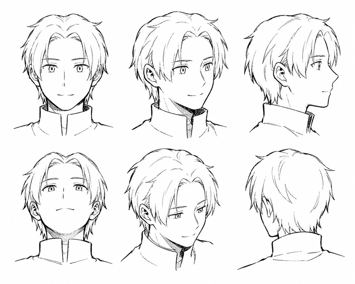 Manga Male Hairstyle Reference Sheet