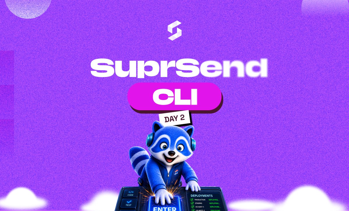 SuprSend's tweet photo. Today we’re launching SuprSend CLI

Manage your entire notification stack from the terminal. https://t.co/UrpkVBXM0n