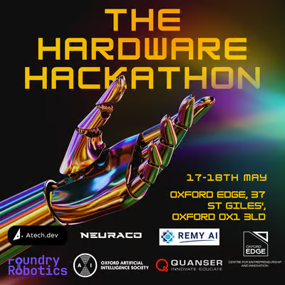 frankterpo's tweet photo. [#1] The Oxford Hardware Hackathon @ Oxford Edge hosted by @UniofOxford AI Society w/ hardware from @FoundryRobotics, @Quanser, @Atech_dev, @huggingface LeRobot, LeKiwi, &amp; Amazing Hand. 

50+ students. Robots, sensors, foundation models, and tooling.

S/O @DavidStalmarck, Azka🤌 https://t.co/KkEaBudJad