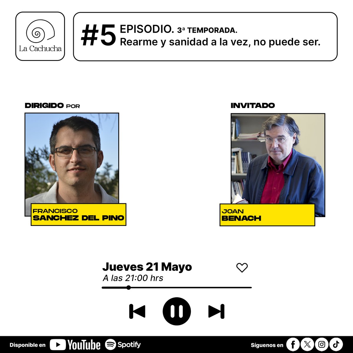 LaCachuchaJaen's tweet photo. 🐌🎙️ Vuelve La Cachucha con @joan_benach.
🩺 Desigualdades en salud, precariedad, sanidad pública, rearme y del impacto que tienen las políticas económicas sobre nuestras vidas.
📉 Porque la salud no empieza en el hospital, sino en las condiciones en las que vivimos y trabajamos. https://t.co/F6GvkYuxXS