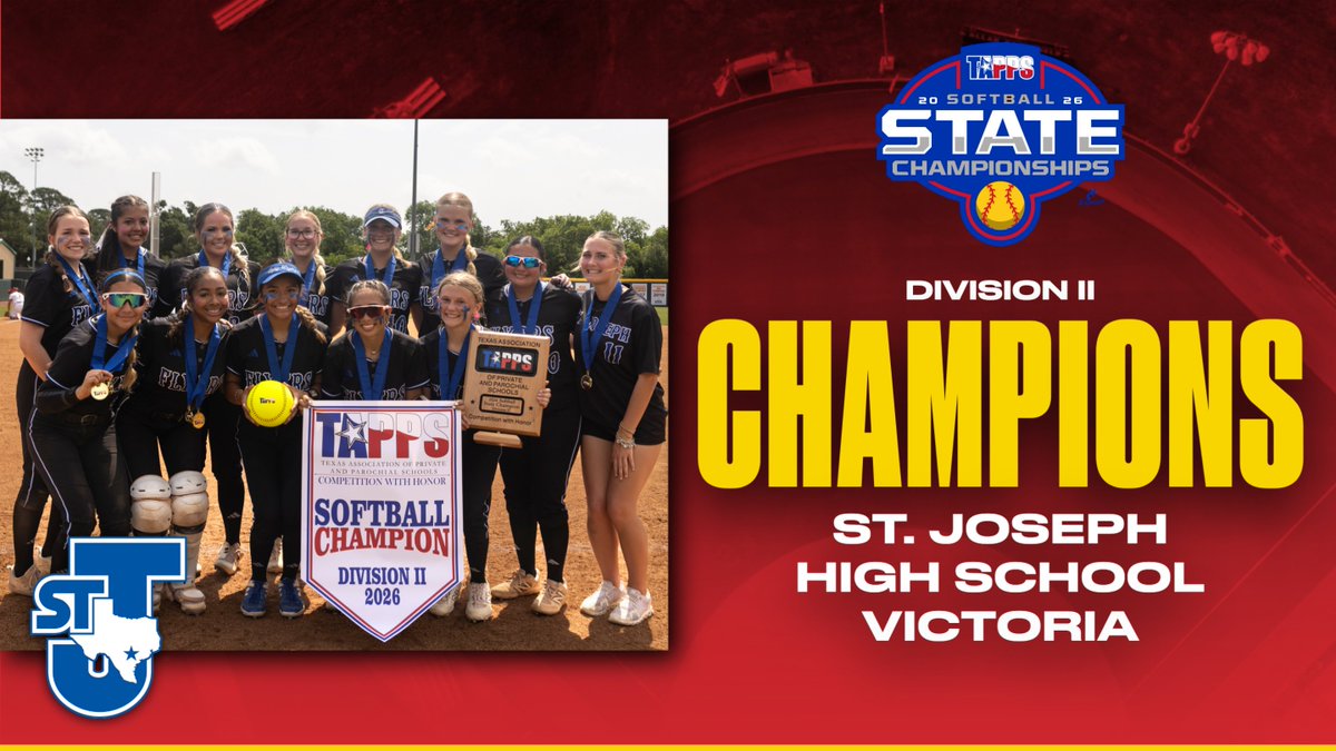 TAPPSSoftball's tweet photo. Congratulations to St. Joseph High School, your #TAPPSsoftball 2026 Division II State Champions! https://t.co/Au1JY2Vv7A