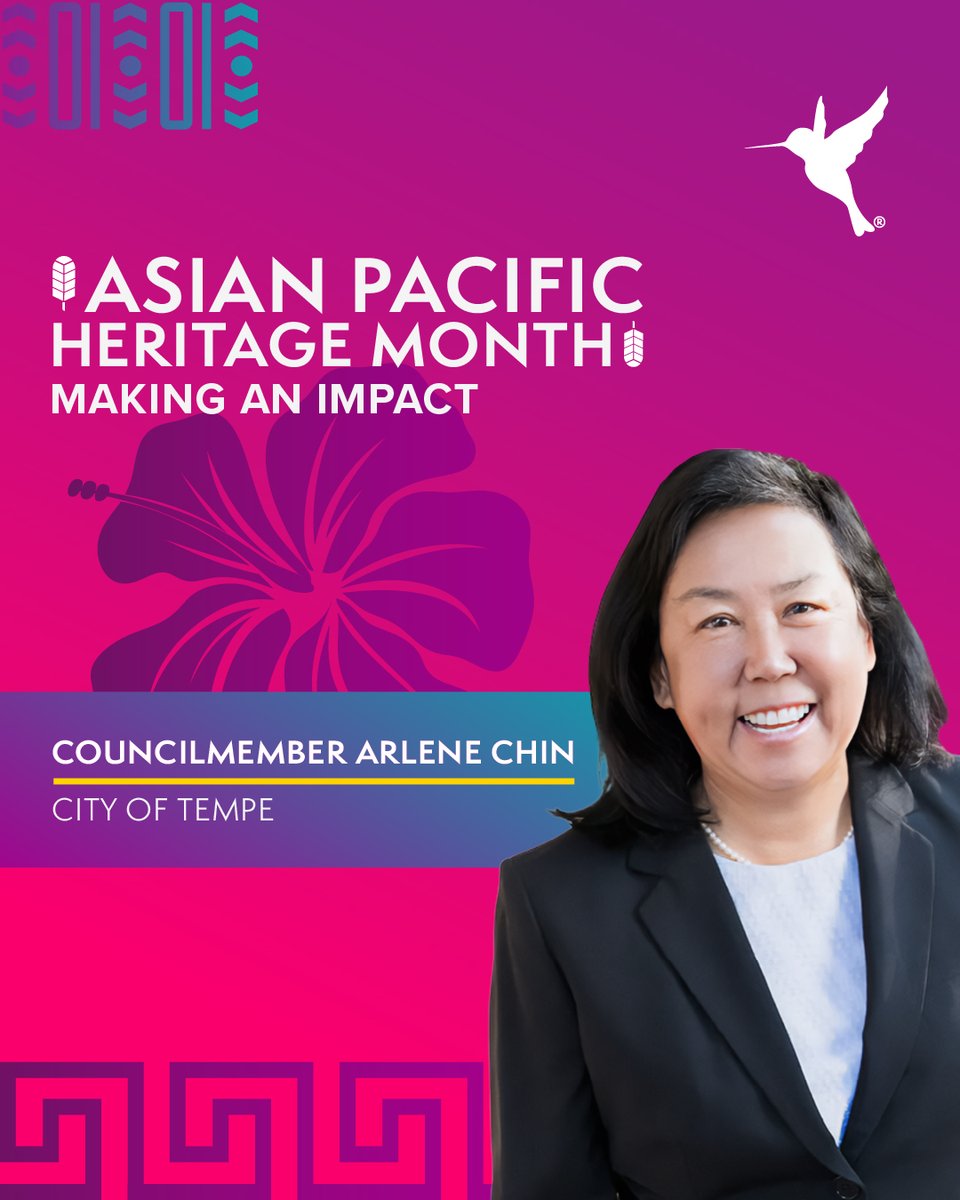 Colibri_Agency's tweet photo. For AAPI Heritage Month, we honor Arlene Chin, the first Asian American on the Tempe City Council. A daughter of Chinese immigrants and lifelong Tempe resident, she champions responsible growth, community well‑being, sustainability, and meaningful resident representation.  🤝 https://t.co/rLv2hx5GeJ