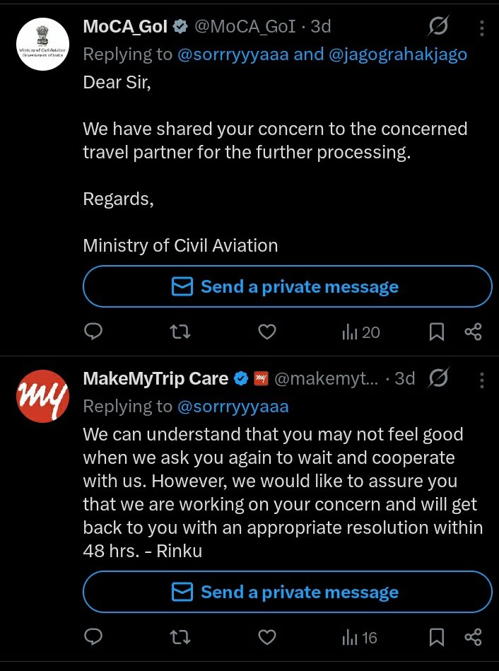 sorrryyyaaa's tweet photo. @makemytrip @makemytripcare @MoCA_GoI @jagograhakjago @DGCAIndia @PMOIndia @RamMNK  @PIB_India
MakeMyTrip is harassing for refunds by extending time to review complaint which was filed on 3rd May 2026 and Now almost after 15 days they still need to time . Kindly help https://t.co/2ppxIVN1ch