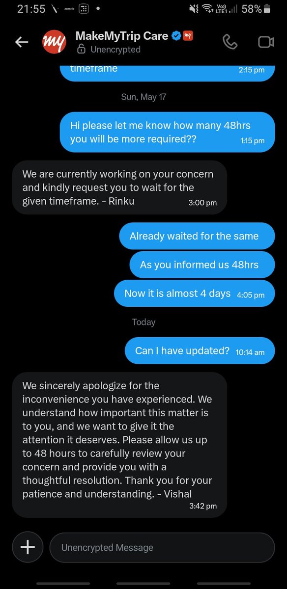 sorrryyyaaa's tweet photo. @makemytrip @makemytripcare @MoCA_GoI @jagograhakjago @DGCAIndia @PMOIndia @RamMNK  @PIB_India
MakeMyTrip is harassing for refunds by extending time to review complaint which was filed on 3rd May 2026 and Now almost after 15 days they still need to time . Kindly help https://t.co/2ppxIVN1ch