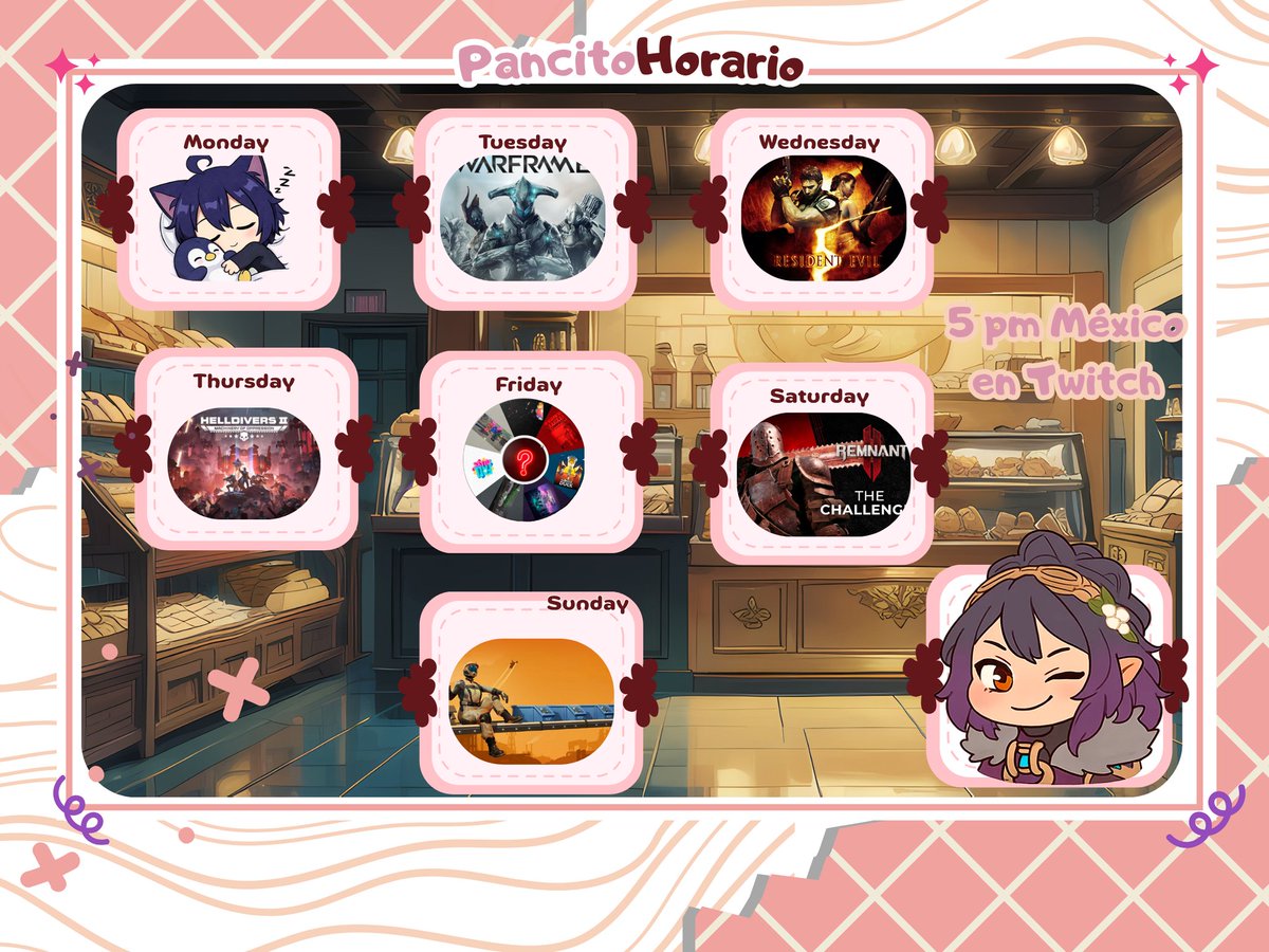 PancitoSamVT's tweet photo. Hello, les dejo el horario de esta semana. Nos vemos con warframe hoy a las 5 Pm Mxn.

https://t.co/RTcaI5Mrtp

#vtuber #vtuberES #vtuberespañol #pngtuber #pngtuberEs https://t.co/nVaBXnIEkd