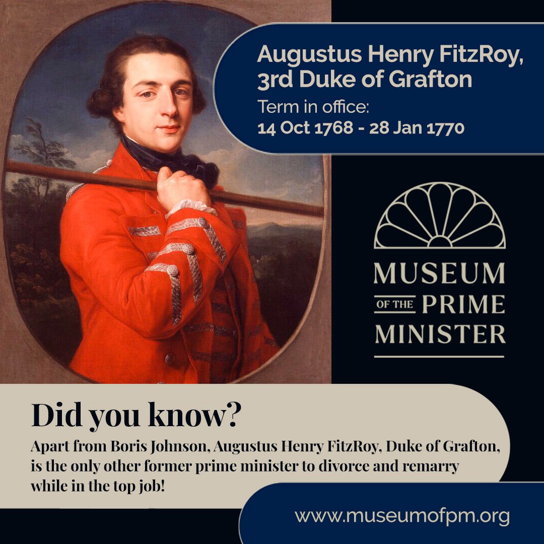 museumofpm's tweet photo. #DidYouKnow Apart from Boris Johnson, Augustus Henry FitzRoy, Duke of Grafton, is the only other former prime minister to divorce and remarry while in the top job!

Learn more - https://t.co/NsZtvXUBXo https://t.co/dT21X0dj51