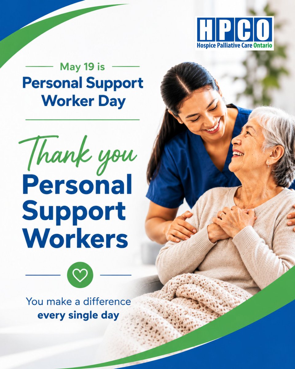 HPCOntario's tweet photo. Today, we recognize and celebrate Personal Support Workers (PSWs) and the incredible difference they make in hospice palliative care.

PSWs provide compassionate, hands-on support that brings comfort, dignity, and connection to people and families during some of life’s most difficult moments. Whether in hospice residences, long-term care, hospitals, or in the home, their kindness, dedication, and presence matter every single day.

Thank you to all PSWs for the care, compassion, and support you provide to individuals, families, and communities across Ontario and beyond. 💙💚

#PSWDay #HospicePalliativeCare #ThankYouPSWs #CompassionateCare