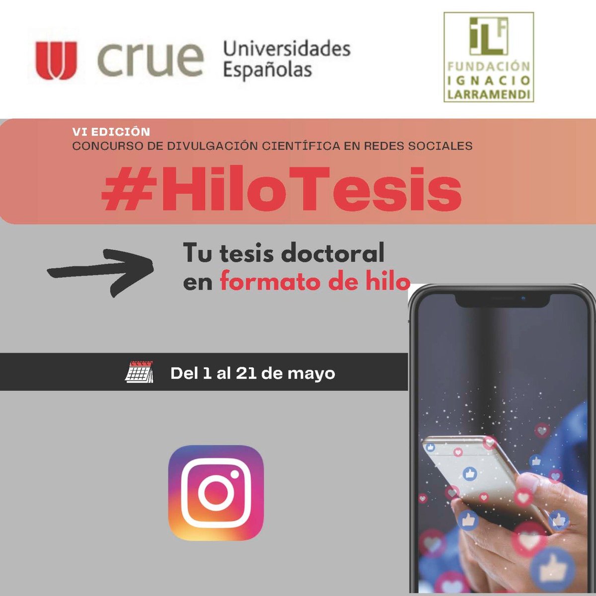 unirioja's tweet photo. ‼️Últimos días‼️
📢🧵¡Ya está aquí la VI edición del Concurso #HiloTesis!!!! 
Y este año dice adiós a X y aterriza e Instagram🛬

🎞️Carrusel en Instagram (hasta 20 imágenes)
#️⃣Una el hashtag #HiloTesis
🗣️ Cita o etiqueta en una imagen a @crueuniversidad, @fundacionignaciolarramendi y a @unirioja.
📅 Del 1 al 21 de mayo
💶 6 premios de 500€
👩‍🎓 Dirigido a doctorandos y doctores

¿Quieres saber más o inscribirte?👇
https://t.co/061GcdP6pV