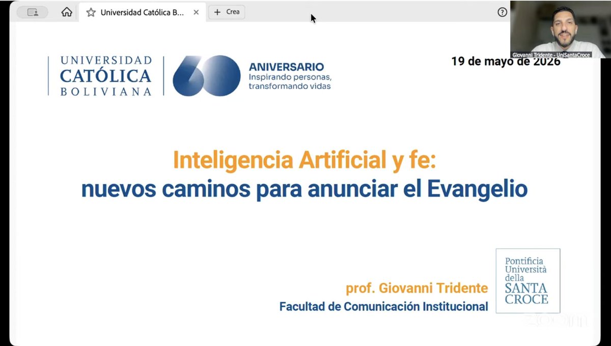 gnntridente's tweet photo. IL VANGELO ALLA PROVA DELL'IA
"Inteligencia Artificial y fe: nuevos caminos para anunciar el Evangelio" è stato il titolo della relazione che ho tenuto questo pomeriggio in collegamento con la Universidad Católica Boliviana
https://t.co/kSTRXDee70
#animadigitale https://t.co/1ZwwsavrNX