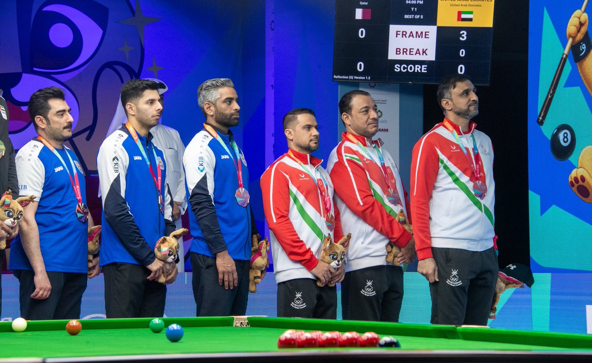 OmanOlympics's tweet photo. ✨ منتخبنا الوطني للسنوكر يحقق الميدالية البرونزية في منافسات الفرق، ضمن منافسات دورة الألعاب الخليجية الرابعة. 🥉👏🏻

#الدوحة2026 | #doha2026 https://t.co/JAaGcQO3xA