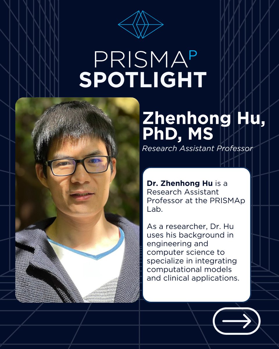 UFprismap's tweet photo. Introducing our Faculty &amp; Staff Spotlight: Dr. Zhenhong Hu, PhD, MS, a multidisciplinary Research Assistant Professor whose career bridges high-level industrial innovation with high-impact clinical applications in healthcare research. https://t.co/2DnjKtUufw