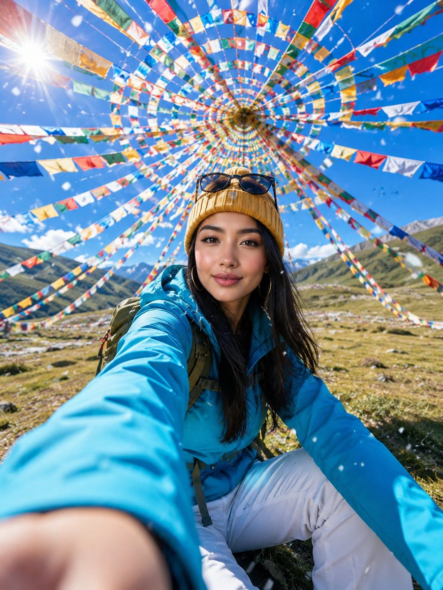 Alpine Meadow Travel Selfie Portrait