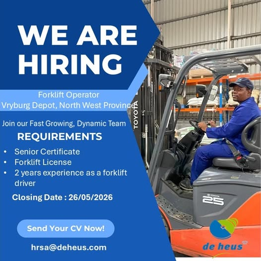 NthabelengDlam3's tweet photo. #new #vacancy  at #DeHeus #Vryburg #southafrica. Closing date 26/05/2026. https://t.co/2P3v5JFsmE