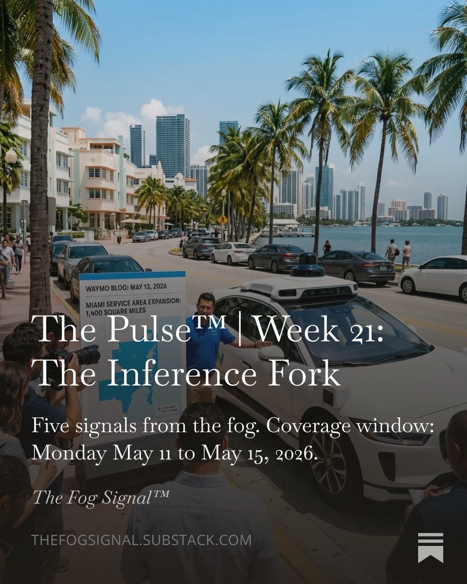 Pventures_Group's tweet photo. 𝐓𝐡𝐢𝐬 𝐰eek's 𝐓𝐡e 𝐏𝐮𝐥𝐬e™ 𝐢𝐬 𝐋𝐢𝐯e! ⚡

Inference is splitting in two.
→ Anthropic + Google: $200B / 5 GW
→ Five EU carriers: federated sovereign edge
→ EnCharge EN100: in-memory edge inference ships
→ Waymo: 1,400 sq mi, 11 cities, 3,800 recall, same week
→ T-Mobile + Ericsson: AI-RAN +10% spectral, +15% throughput

Hyperscaler core. Sovereign edge. The middle is the stranded layer.

https://t.co/ltVAYZpWQd 

#TheFogSignal #ThePulse #EdgeAI #AIInfra