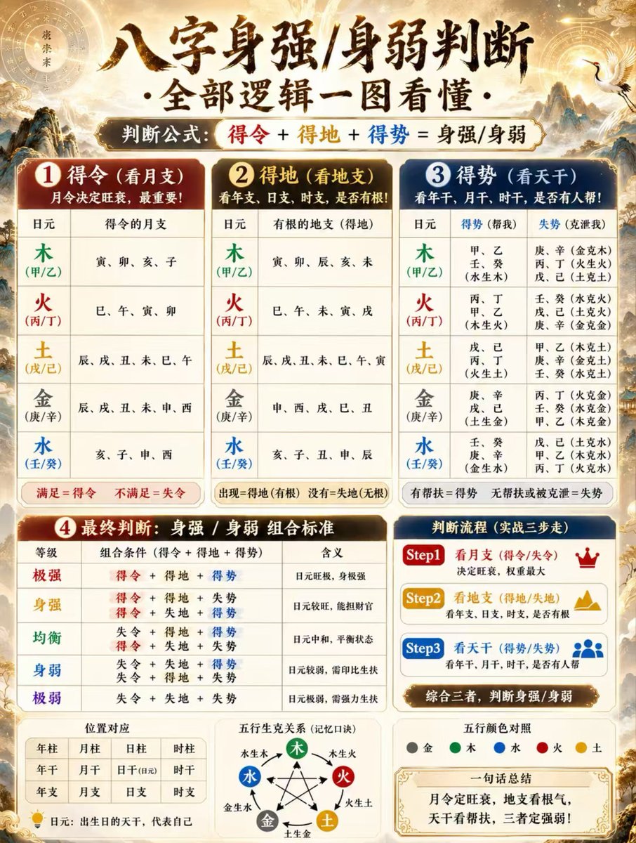 baziminglishi's tweet photo. 一分钟教你判断八字身强身弱🔥
#玄学 #八字 #命理 https://t.co/d9pIQ14vYz