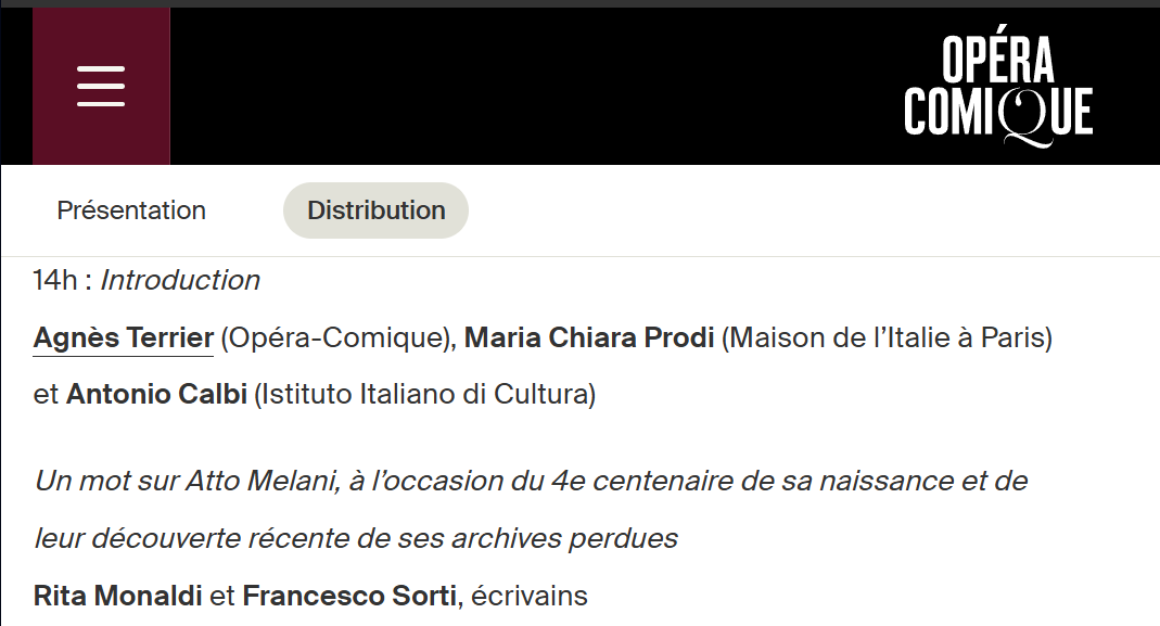 MonaldieSorti's tweet photo. SAVE THE DATE - A Parigi il 27 maggio le Journées Italiennes dell'Opéra Comique inaugurano con il nostro intervento su Atto Melani in occasione del IV centenario della nascita e della nostra recente scoperta del suo archivio perduto. Link al programma in ALT 👇👇👇 https://t.co/OpsFQxxgSI