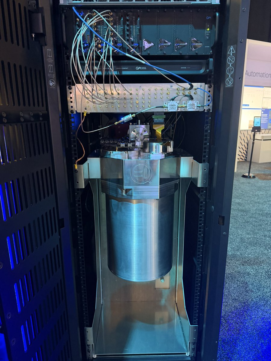 BenBajarin's tweet photo. Well this was one of the more interesting conversations I’ve had in a while.  Dell has a 6 qubit quantum computer in a rack as a research project.  Self contained cooling (via helium) actively monitored. 

Quantum potentially in existing data center rack form factor someday. https://t.co/8RrAggxpHG
