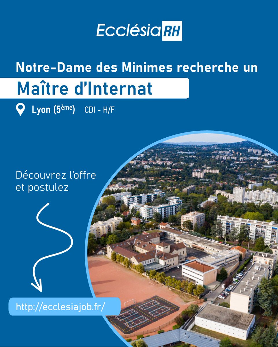 EcclesiaRH's tweet photo. 📣 NOUVELLE OFFRE ! 📣
L’Institution Notre-Dame des Minimes accueille 1 500 jeunes de la 6ème à l’Enseignement Supérieur.

L'institution recherche un Maître d'internat !
Postulez ici 👉🏻 https://t.co/ns6oZOWKoS

#Recrutement #Emploi #OffreEmploi #Job #Hiring #internat https://t.co/lXy6TVe40x