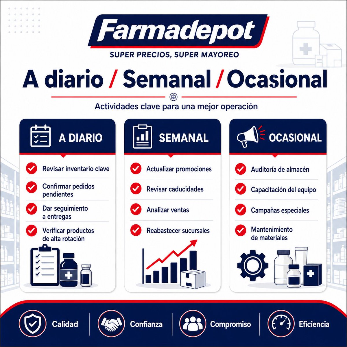 Farmadepot's tweet photo. Tip mayoreo: define mínimos por rotación (A/B/C) y repón por semana.😎 https://t.co/lWDcKN2t4m