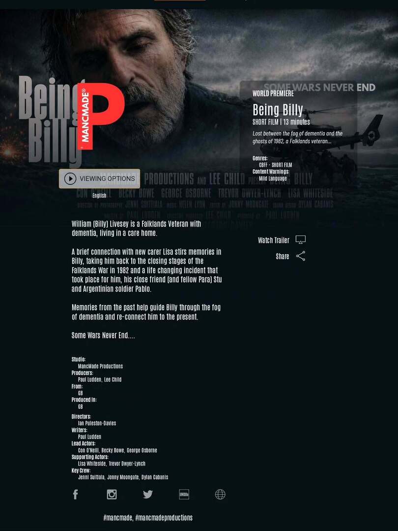 mancmadeprod's tweet photo. WATCH Being Billy Online for a Limited Period Exclusively as part of The BAFTA/BIFA affiliated Carmarthen Bay Film Festival, where it has been nominated in the Best Short Film category..

1. Click on the Link in our Bio to Register on the Official Carmar… https://t.co/g3XoVcXlbS https://t.co/vcvoDW68RT