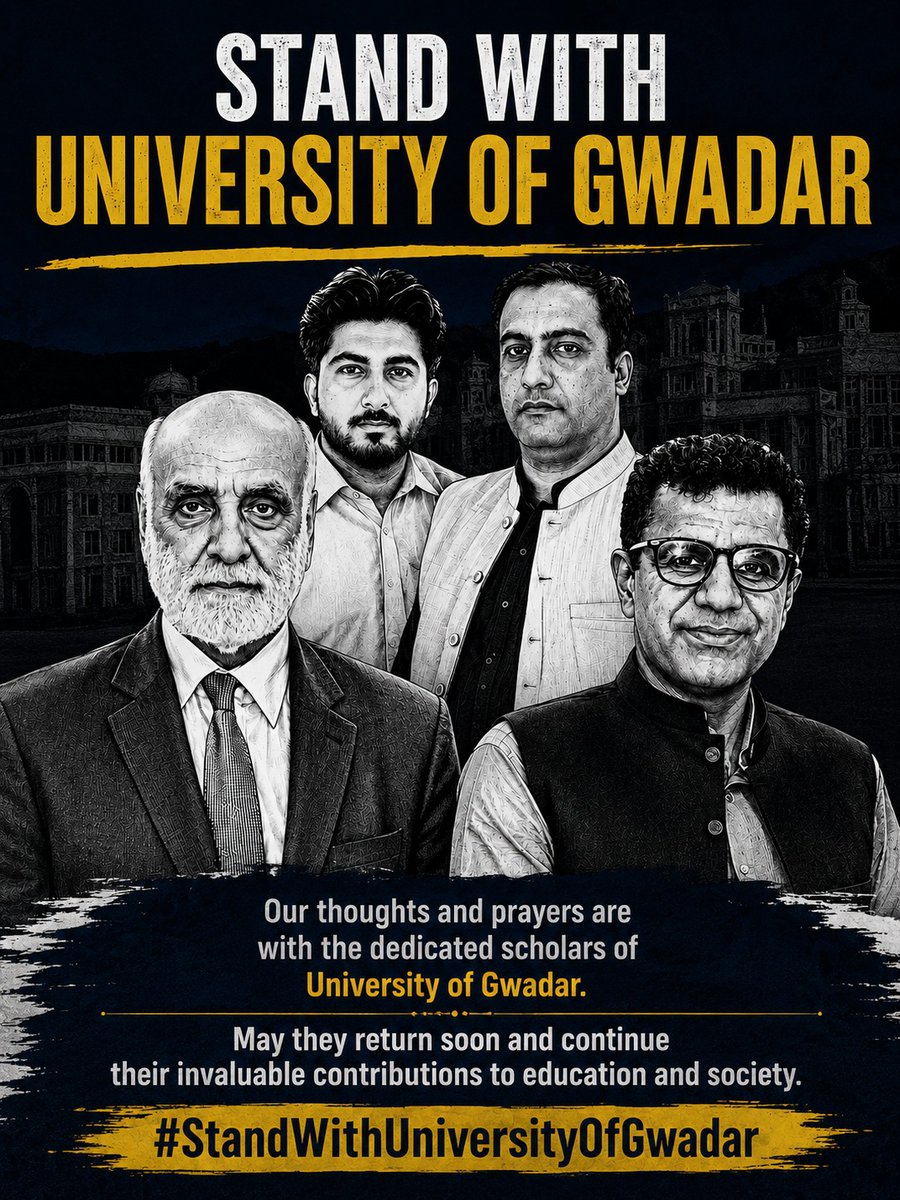 zoyabaluch's tweet photo. یونیورسٹیاں صرف عمارتیں نہیں ہوتیں،
یہ خوابوں، سوالوں اور مستقبل کی پناہ گاہ ہوتی ہیں۔
اگر اساتذہ محفوظ نہیں، تو آنے والی نسلوں کا اعتماد بھی محفوظ نہیں۔#ReleaseProfessorsOfUniversityOfGwadar https://t.co/sz1keP5XS4