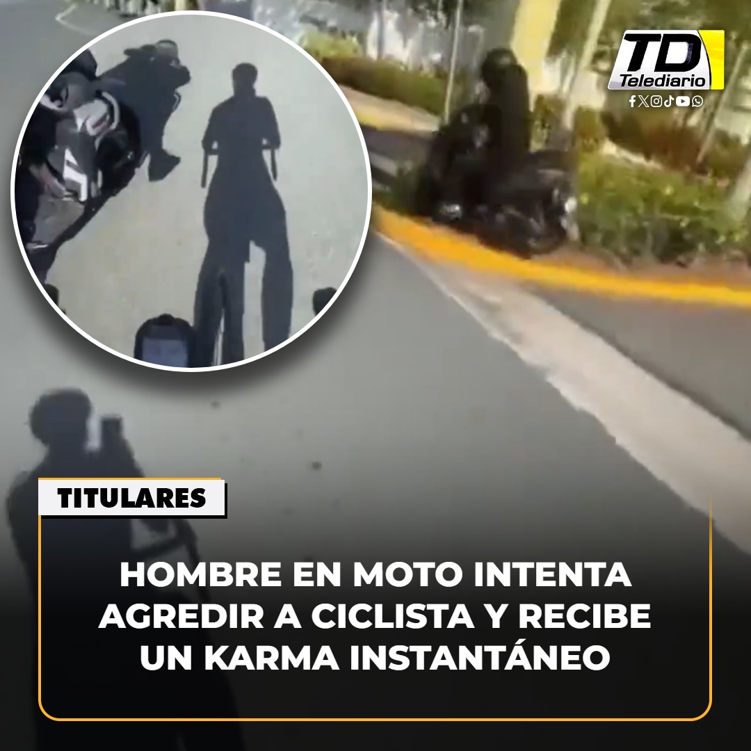 TelediarioGT's tweet photo. Viral: Buscó #atacar a un ciclista y recibió #karma instantáneo 🏍️💥➡ https://t.co/Zyjp0pg32b https://t.co/dut3jOMpuq