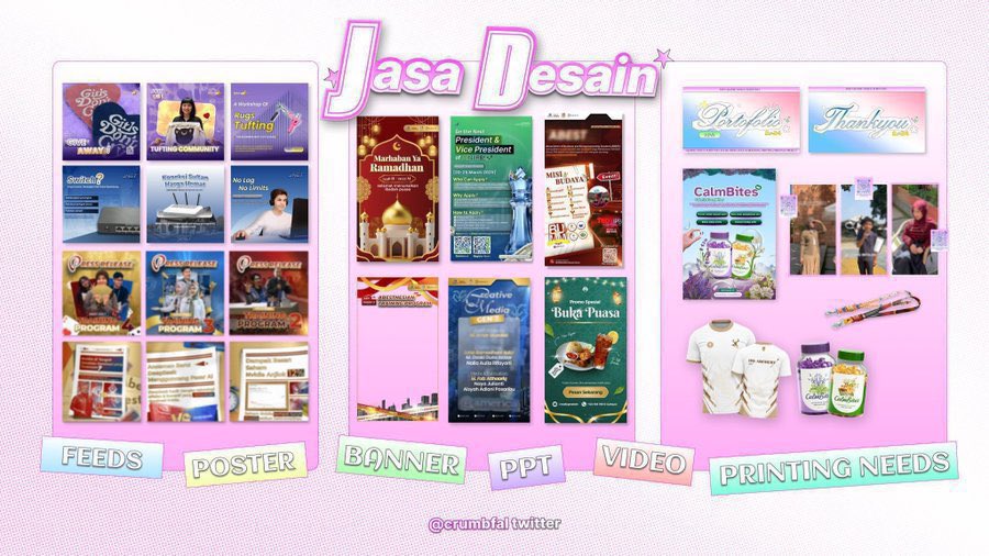 crumbfal's tweet photo. HALOOO ak sbg anak pdd open joki/ jasa desain feeds, poster, infografis, ppt, banner, edit video, printing needs ❕🫰🏻

murce pricelist based on kategori yg mau di edit yahh 

kindly WA for fast respon okeey 
https://t.co/11lrZ8KPPZ 😉☝🏻

#zonauang #jasadesain https://t.co/k3vrBaGZTg