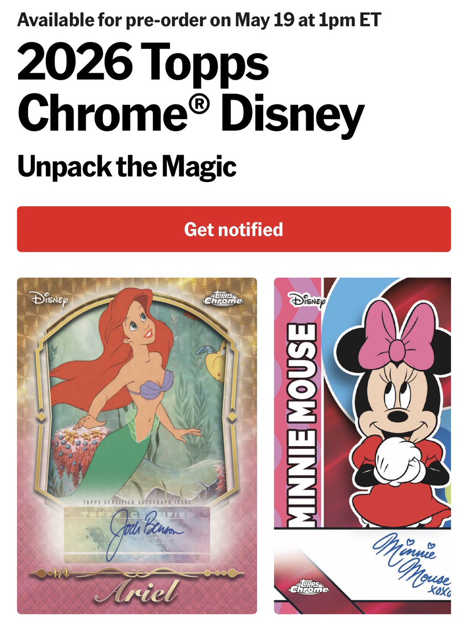 DisTrackers's tweet photo. Topps Chrome Disney drops in 10 mins for preorder!
.
https://t.co/8CTpZKZdvU
.
#Ad #Topps #Disney #TradingCards https://t.co/gifDedMmOW