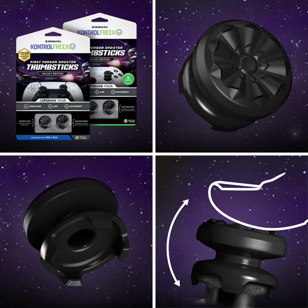 KontrolFreek's tweet photo. KontrolFreek Ergonomics &amp; Hand Health 101 🤓

Simply put, our Black Galaxy thumbsticks extend your controller's native thumbsticks (a lever), which enhances aim and control while reducing strain and fatigue.🔥 https://t.co/dioMM4ygKd https://t.co/56yQqDf0xf