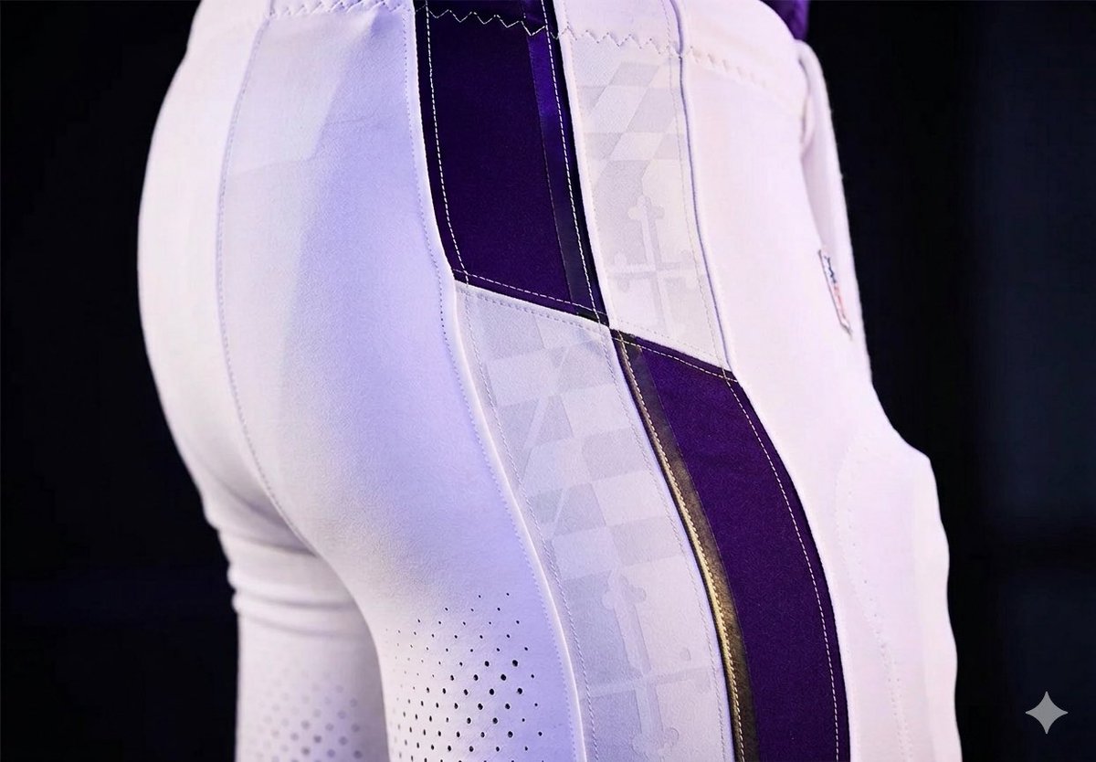 BallMoreJ's tweet photo. @fashion_nfl Definitely missed out on upgrading the pant stripes. A subtle touch of the Maryland flag to close the white spaces would’ve set it off: https://t.co/EV4XwWBpJK