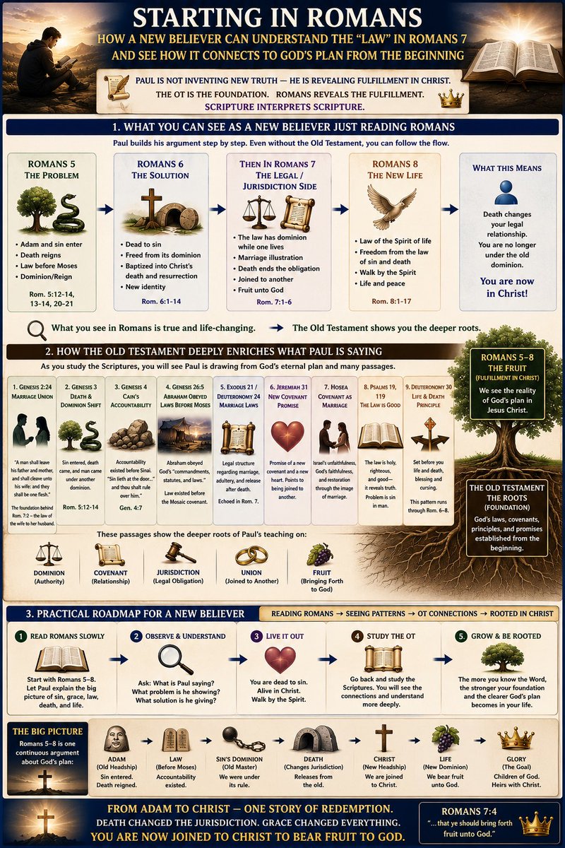 janetticonfeti7's tweet photo. I personally recommend that a new believer start in Romans because it lays the foundation of the Christian faith. Romans explains the doctrine of justification by faith, sanctification, our new identity in Christ, the dispensational change in God’s timeline, and how God is not https://t.co/51AvOxsMa3