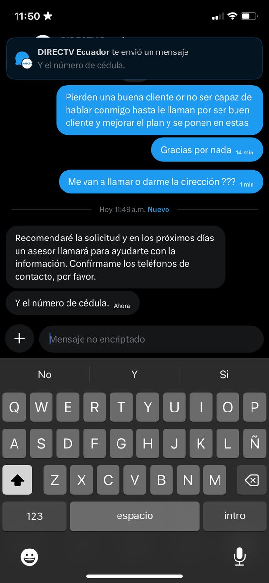 mamiMischi's tweet photo. @DIRECTVEcuador Me van a llamar en los próximos días, mire tras me siguen debitando demás y no me llaman ni me dan la dirección https://t.co/3KnMO4QYMP