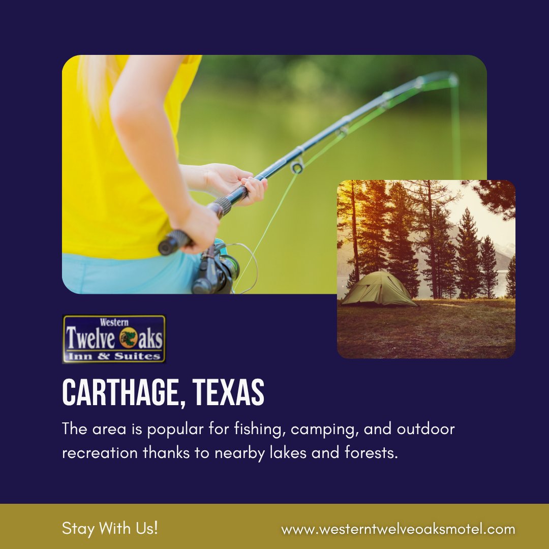OaksSuites's tweet photo. CARTHAGE, TEXAS 🌲🎣
The area is known for fishing, camping, and outdoor recreation thanks to its nearby lakes and forests.
Stay with us and enjoy a comfortable base for your outdoor adventures.
🌐 https://t.co/D6a4cGWr2D
BOOK NOW
#WesternTwelveOaks #TexasOutdoors #Fishing https://t.co/j7vRQ8gwnk