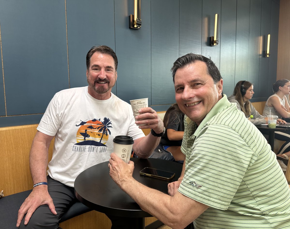 BabeLaufenberg's tweet photo. Catching up with the “retired” David Moore today over coffee. Good Java. Good convo. https://t.co/CThlAyma77