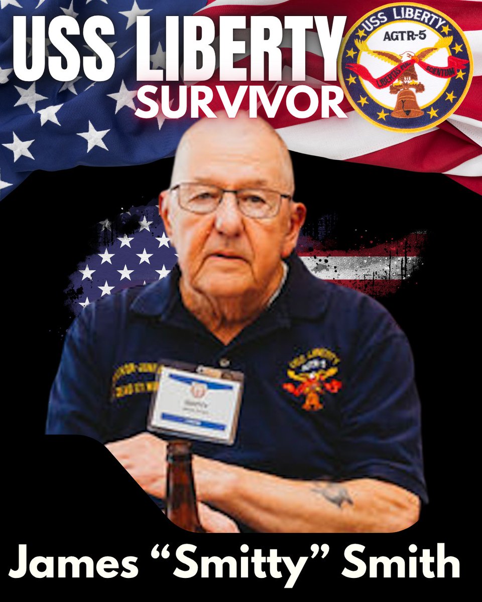 usslibertyvets's tweet photo. Meet James "Smitty" Smith. USS Liberty survivor.

“We weren’t statistics. We were sailors fighting for each other.” – James “Smitty” Smith.

On June 8, 1967, the USS Liberty, a clearly marked U.S. Navy ship, was attacked in international waters by Israeli Defense Forces during the Six-Day War.

📍34 American sailors were killed.
📍171 were wounded.
📍The ship was bombed, strafed, and struck by torpedo.
📍Crewmen worked through fire, smoke, and flooding to keep the ship alive.

The attack was brutal.  The loyalty among the crew was unbreakable.

Survivors like “Smitty” Smith remember not just the explosions, but the courage of the men beside them. Nearly six decades later, they continue to honor the 34 and stand firm in their call for the truth about what happened aboard the USS Liberty.