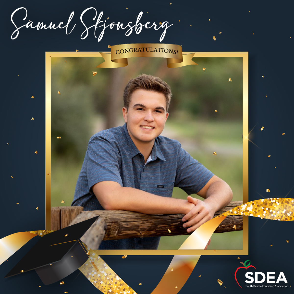SDEAEducators's tweet photo. Congratulations to Samuel Skjonsberg from Pierre T.F. Riggs High School for being awarded a Gordon Horgen Memorial Scholarship! 🌟👏 

SDEA awards Gordon Horgen Memorial Scholarships to Native American students who plan on entering the teaching profession. https://t.co/r4UXv04Tmk