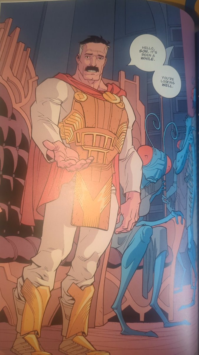 OwenHezza's tweet photo. "You're looking well"
The nerve after you've beat your son to a pulp
#invincibe
#InvincibleComic https://t.co/bxCKy5oUvM