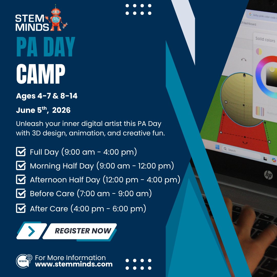 stem_minds's tweet photo. Get ready to unleash your creativity at our Digital Artist PA Day on June 5th! Students dive into the world of 3D design, animation, and more, bringing their ideas to life using cutting-edge tools and technology. Register now: https://t.co/wKvQ1aA0f2
#stemminds #PADay #camp #STEM https://t.co/HsMICiHWfF