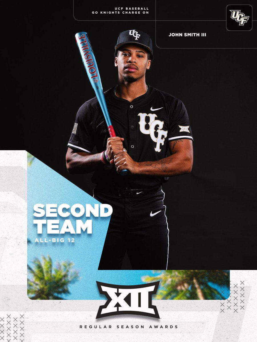 UCF_Baseball's tweet photo. After a big season in his first year in Orlando, John Smith has received Second Team All-Big 12 accolades ‼️ https://t.co/lLr83x3QA4