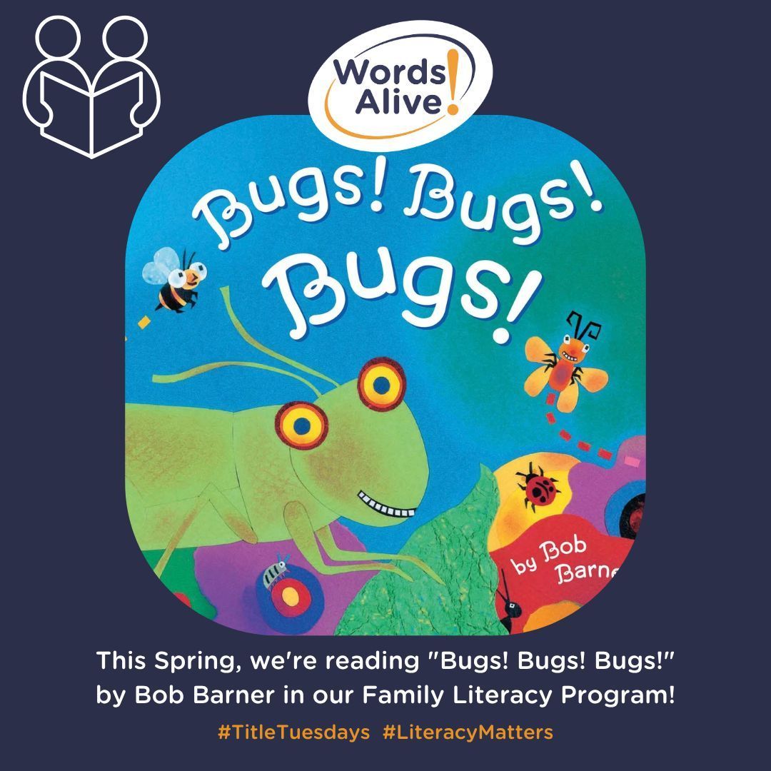 WordsAliveSD's tweet photo. One of the titles we're reading this Spring in our Family Literacy Program is "Bugs! Bugs! Bugs!" by Bob Barner! This title is always a hit with our younger learners. #TitleTuesday #LiteracyMatters https://t.co/isQlGdcwKJ