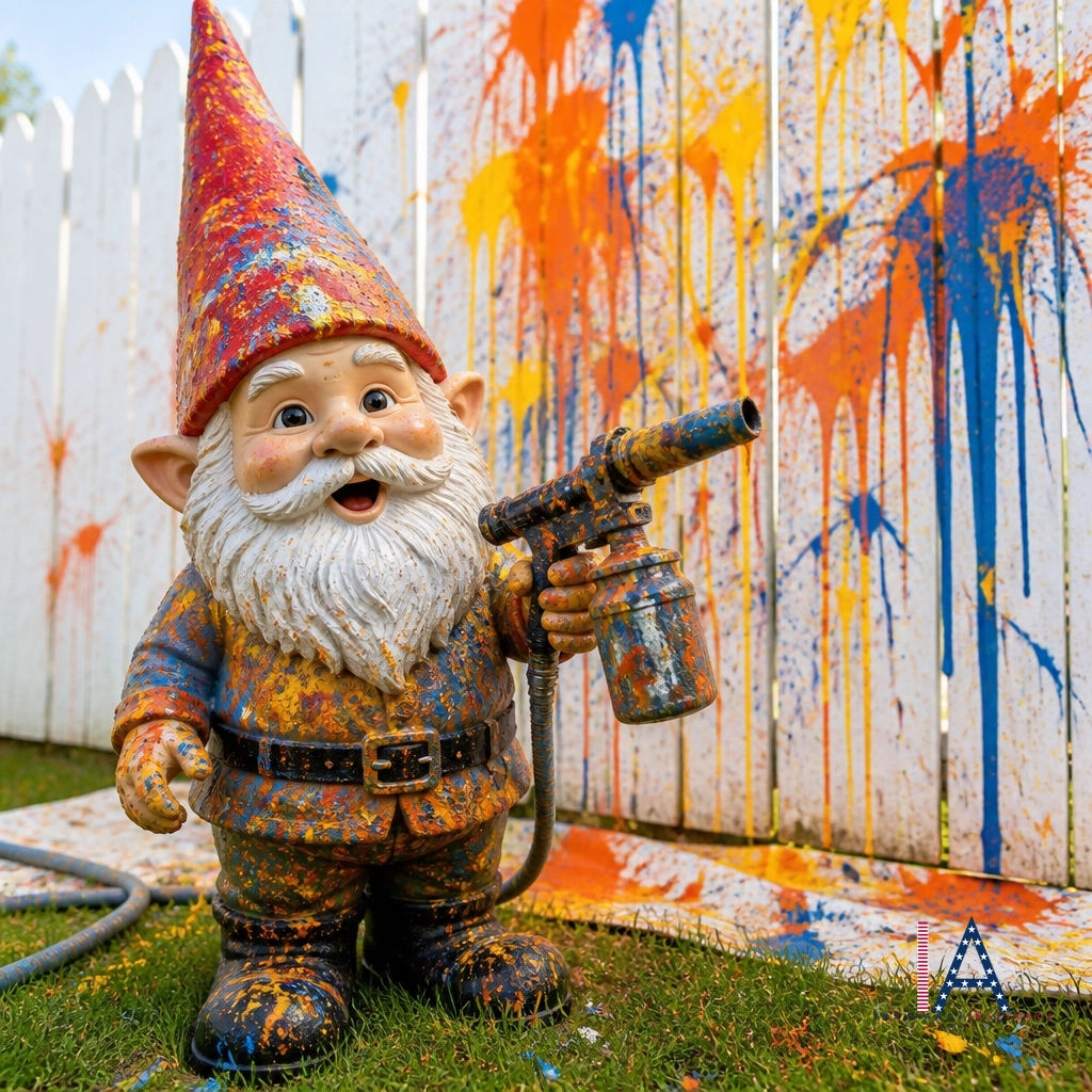 Kbarfl's tweet photo. When a rogue gnome turns your paint sprayer into a 'modern art' tool, we’ve got you covered! 🎨🧙‍♂️ Protect your gear with Inland Marine insurance. 🛡️ Ready to safeguard your biz? Licensed in WA, ID, AZ, TX, FL, ND, &amp; MT. Let’s chat! https://t.co/gX64GanoMh